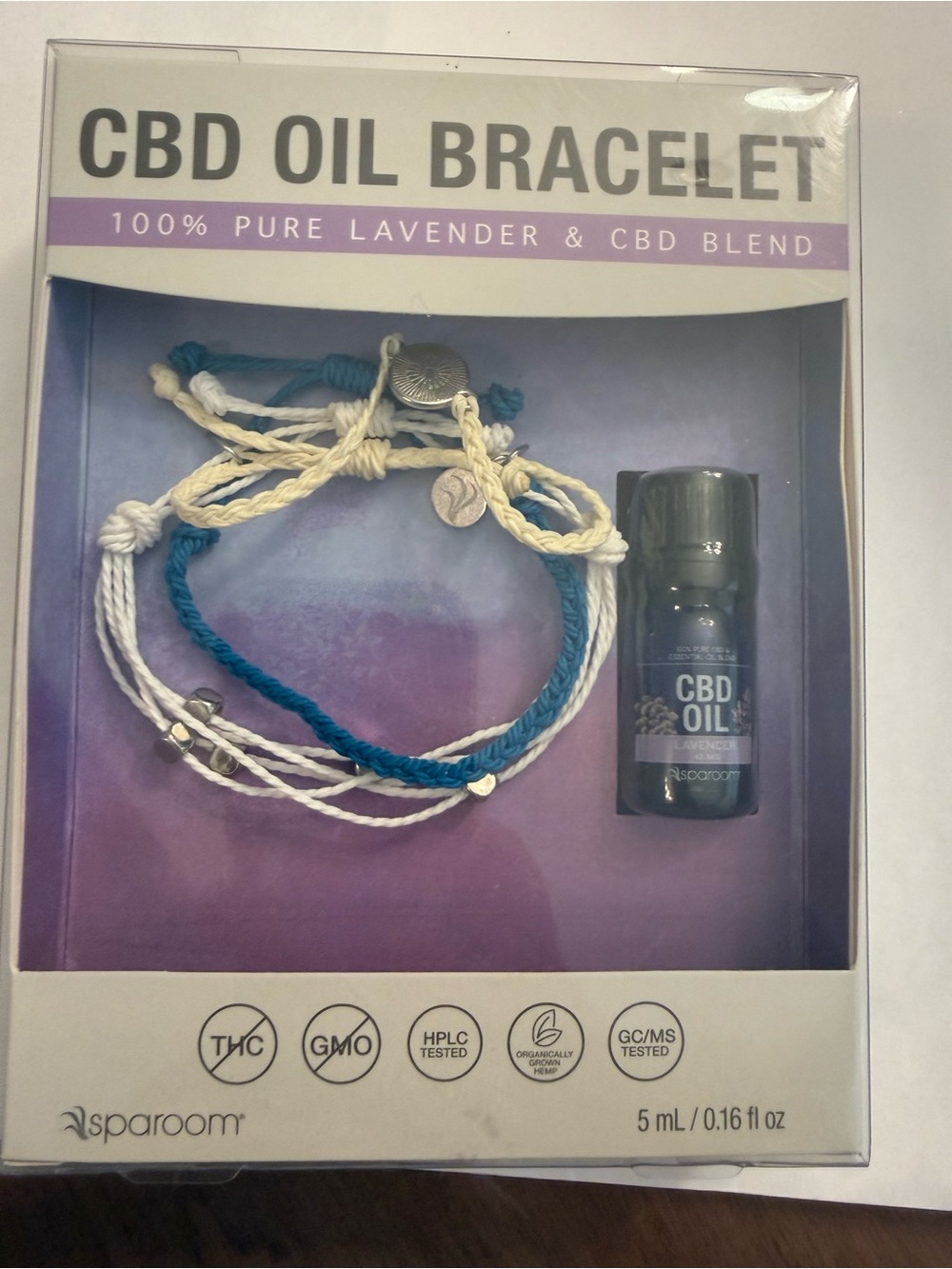 CBD Oil Bracelet with Lavender CBD Oil - Blue & Cream Bracelet Set